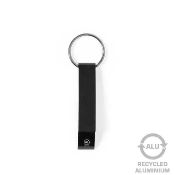  Keyring, recycled aluminium bottle opener Crna