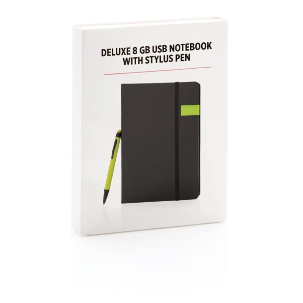  Deluxe 8GB USB notebook with stylus pen Lime Black
