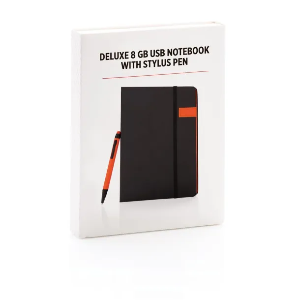  Deluxe 8GB USB notebook with stylus pen Orange Black