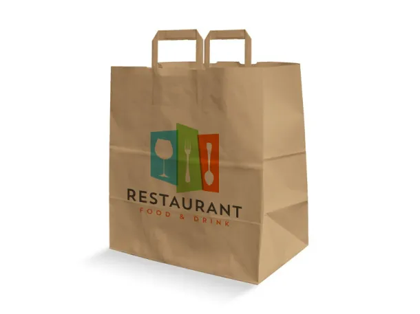 TAKE AWAY Nature paper bag with flat handles