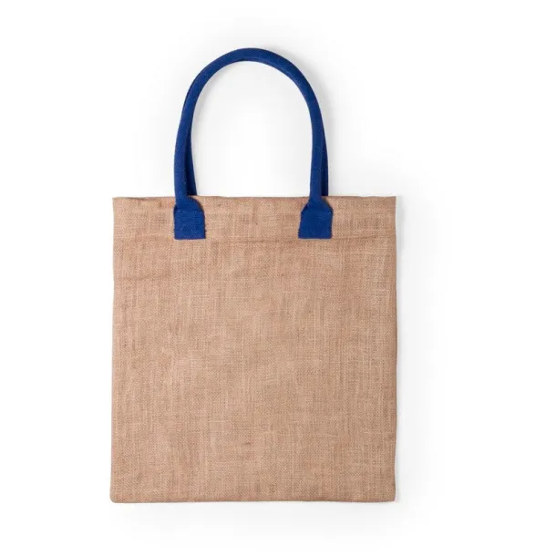  Jute shopping bag with cotton handles navy blue