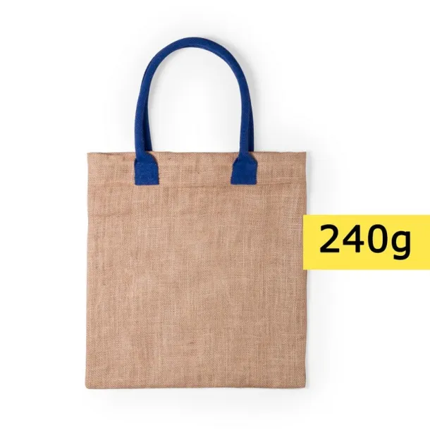  Jute shopping bag with cotton handles navy blue