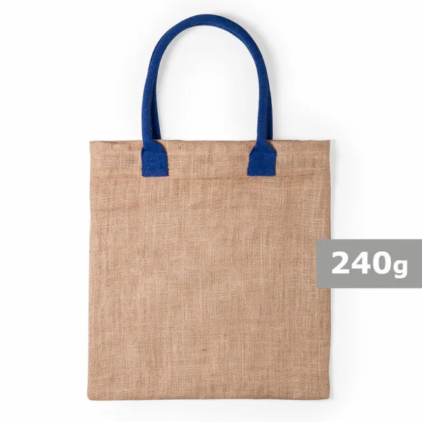  Jute shopping bag with cotton handles navy blue