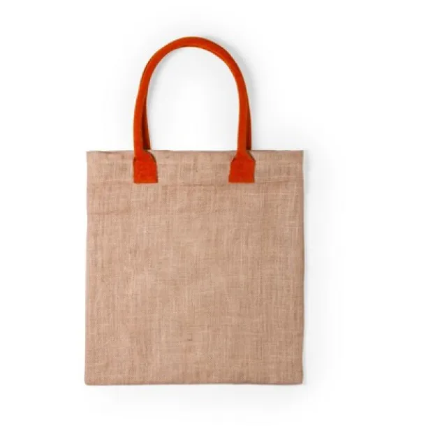  Jute shopping bag with cotton handles orange