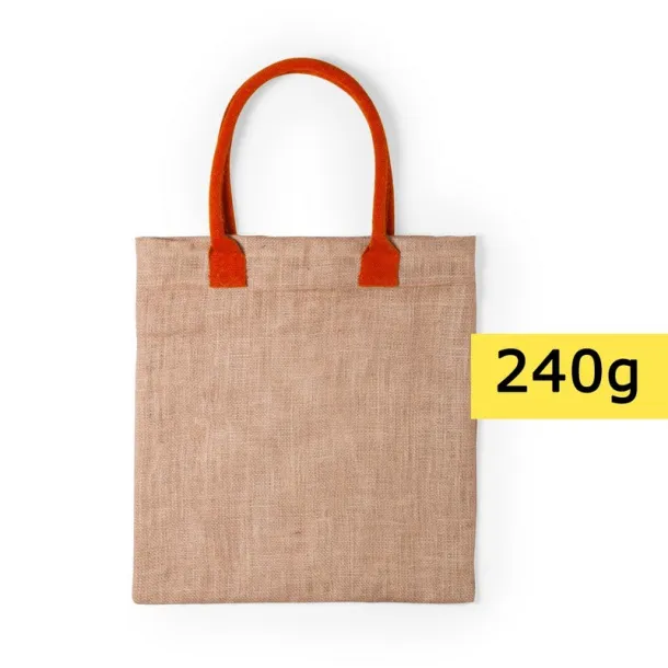  Jute shopping bag with cotton handles orange