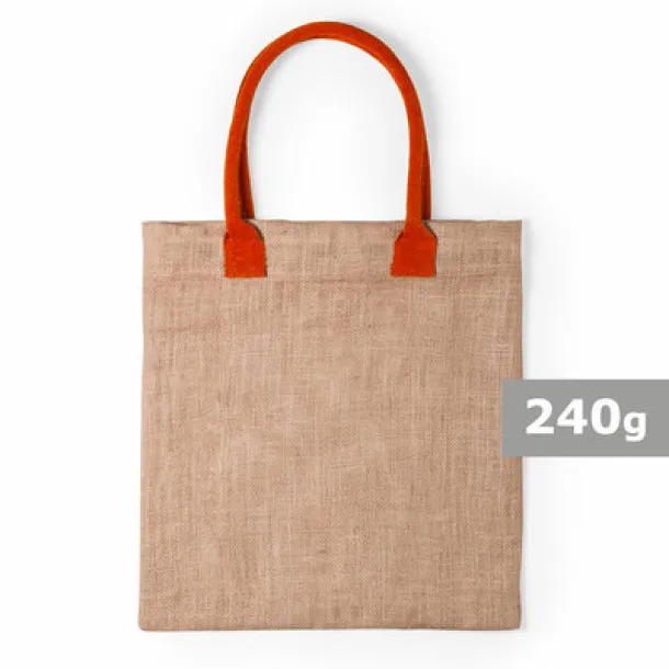  Jute shopping bag with cotton handles orange