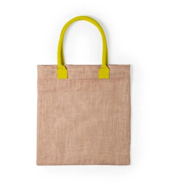  Jute shopping bag with cotton handles yellow