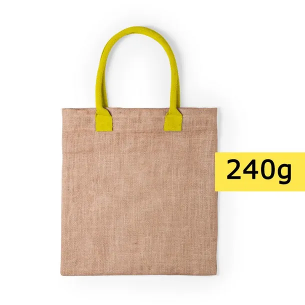  Jute shopping bag with cotton handles yellow