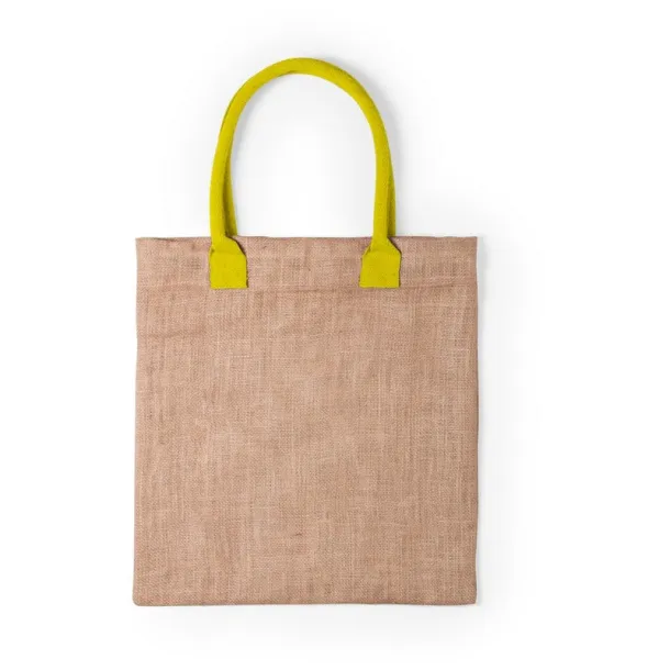  Jute shopping bag with cotton handles yellow