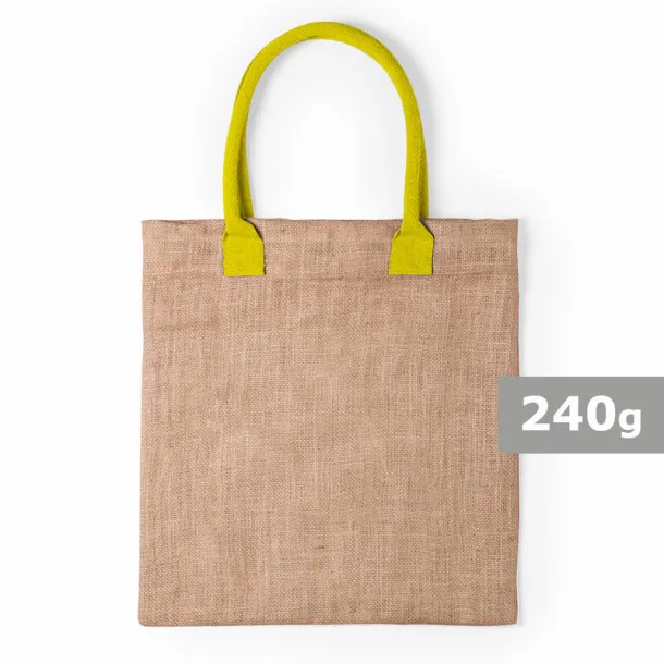  Jute shopping bag with cotton handles yellow