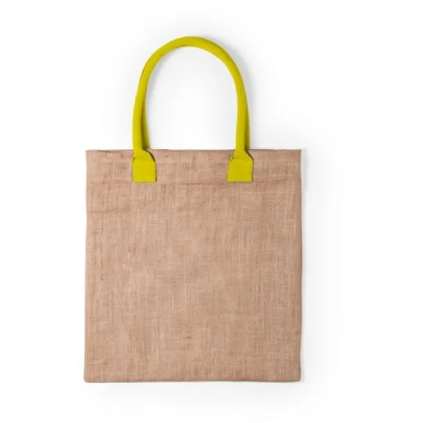  Jute shopping bag with cotton handles yellow