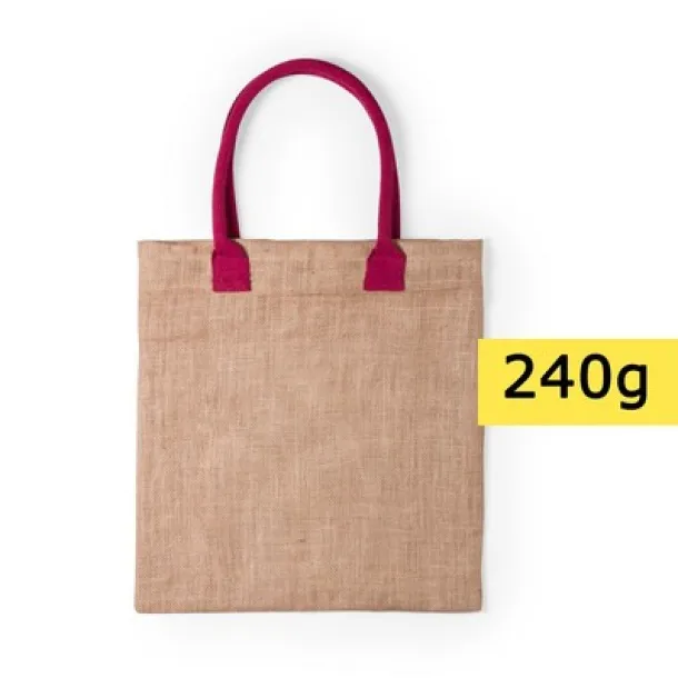  Jute shopping bag with cotton handles purple