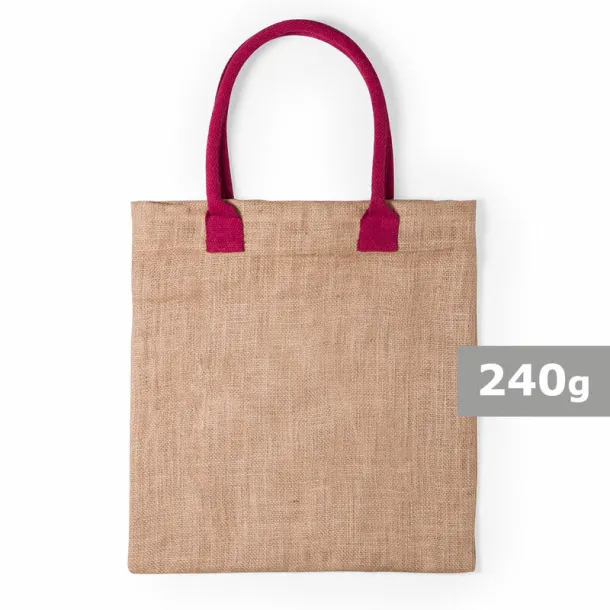  Jute shopping bag with cotton handles purple