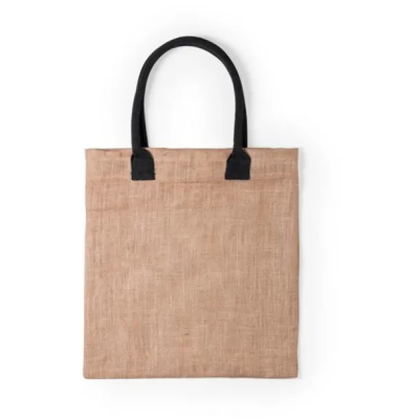  Jute shopping bag with cotton handles black