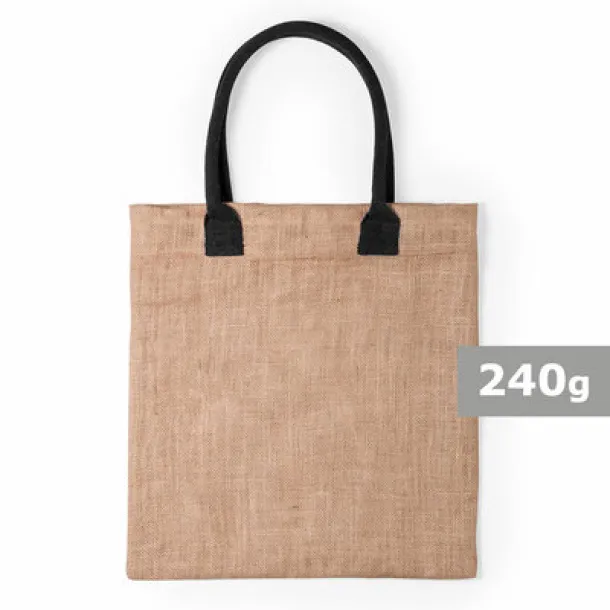  Jute shopping bag with cotton handles black