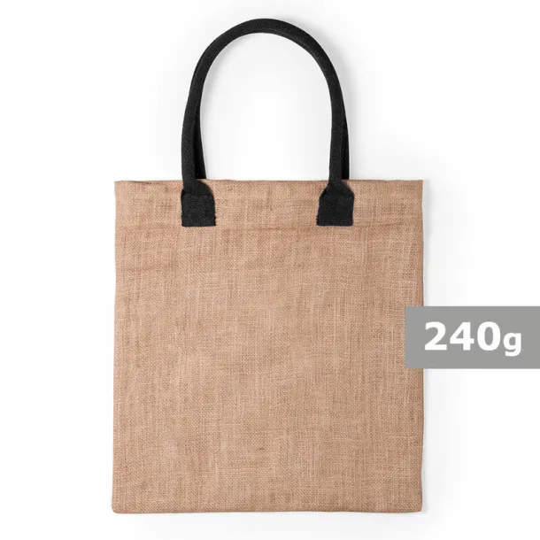  Jute shopping bag with cotton handles black