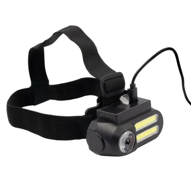  Head torch with LED and COB light Crna