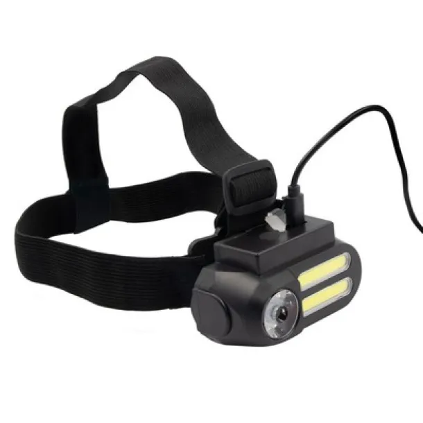  Head torch with LED and COB light Crna