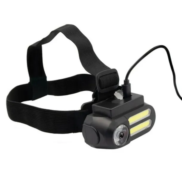  Head torch with LED and COB light Crna
