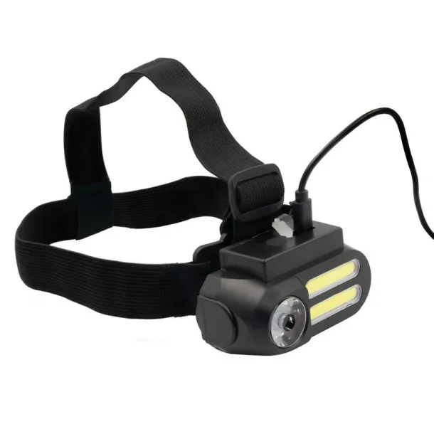  Head torch with LED and COB light Crna