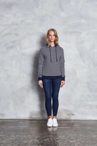  NAUTICAL STRIPE HOODIE - 280 g/m² - Just Hoods Washed Midnight Blue White