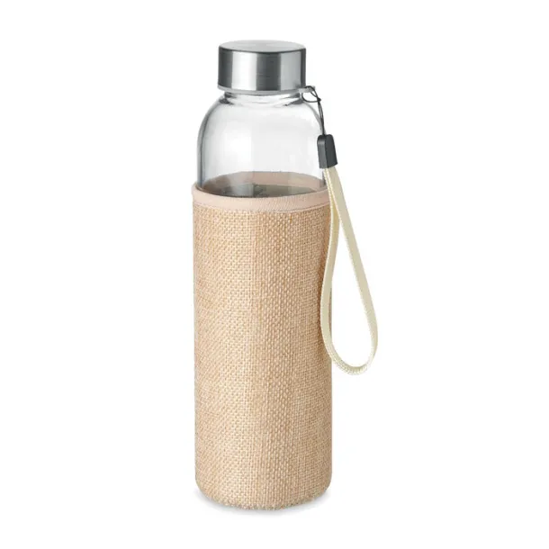 UTAH TOUCH Glass bottle with burlap pouch Beige