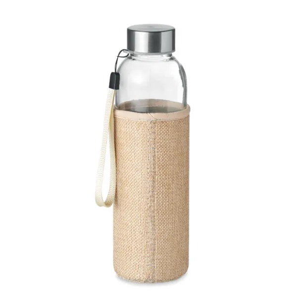 UTAH TOUCH Glass bottle with burlap pouch Beige