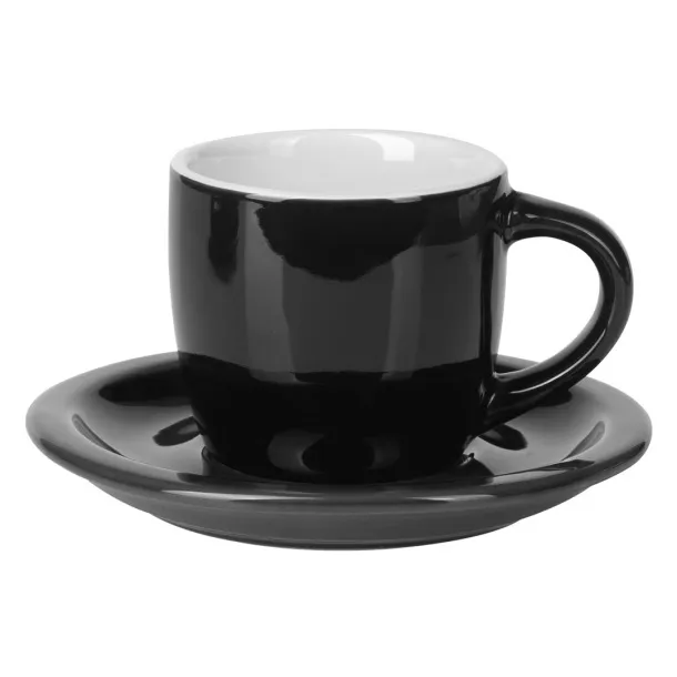 MOMENTO C MINI Fine stoneware espresso cup and saucer Black