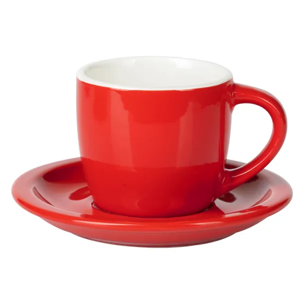 MOMENTO C MINI Fine stoneware espresso cup and saucer Red