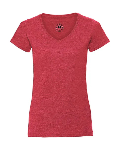  Ladies V-Neck HD T - Russell  Red Marl