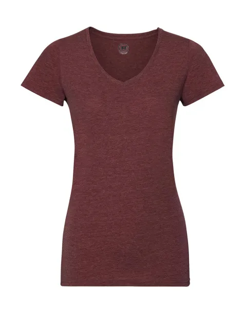  Ladies V-Neck HD T - Russell  Maroon Marl