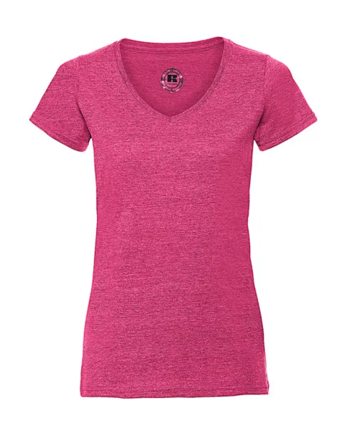  Ladies V-Neck HD T - Russell  Pink Marl