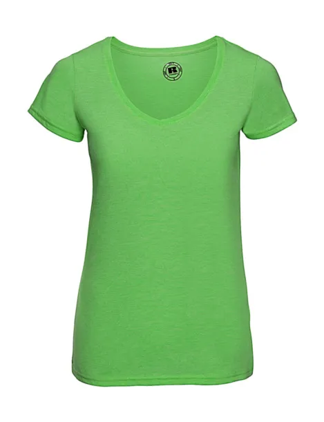  Ladies V-Neck HD T - Russell  Green Marl