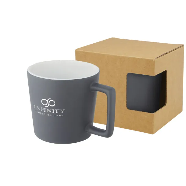 Cali 370 ml ceramic mug with matt finish White Grey