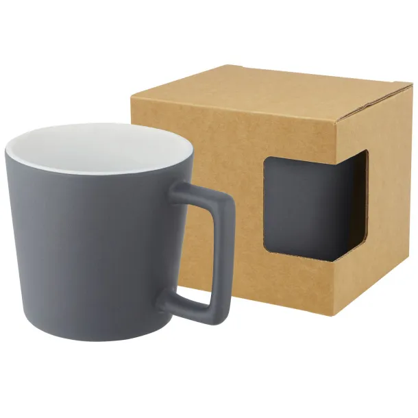 Cali 370 ml ceramic mug with matt finish - Unbranded White Grey