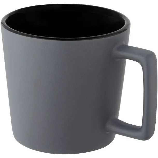 Cali 370 ml ceramic mug with matt finish Solid black Grey