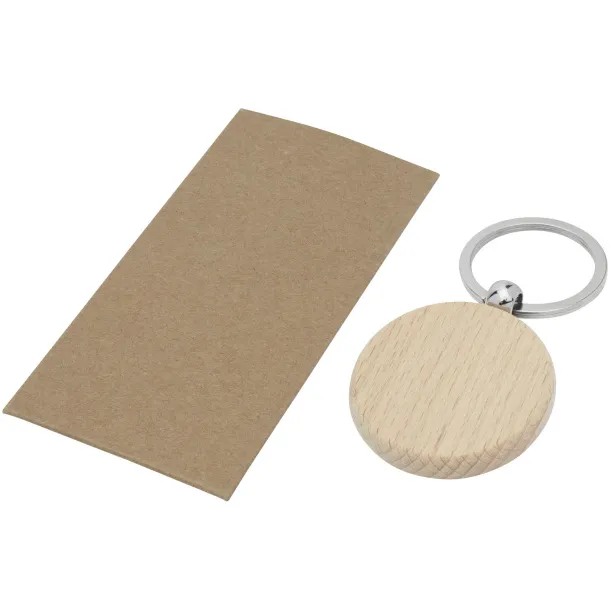 Giovanni beech wood round keychain Natural