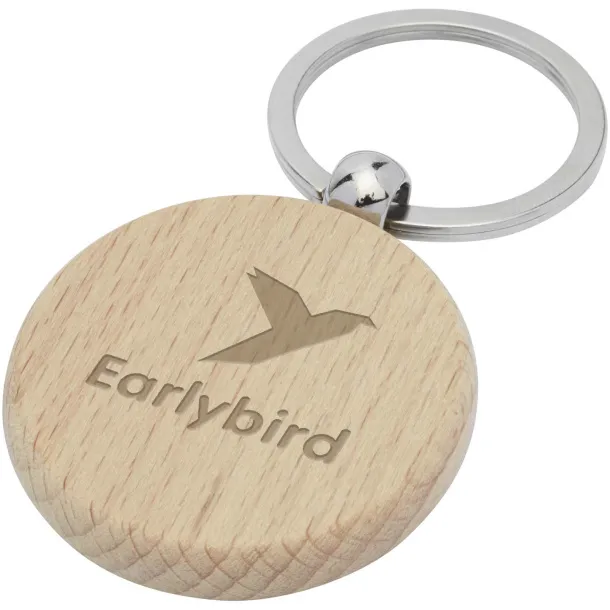 Giovanni beech wood round keychain Natural