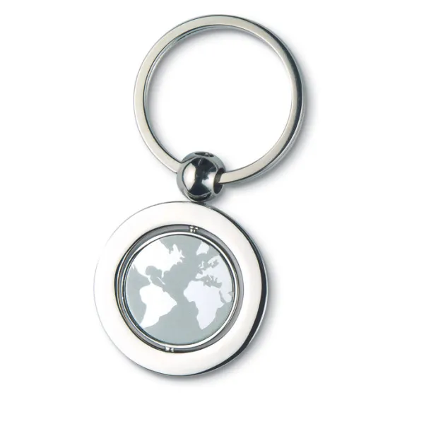 GLOBY Globe metal key ring Silver