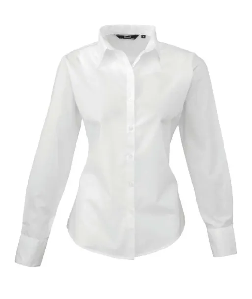  WOMEN'S LONG SLEEVE POPLIN BLOUSE - Premier White