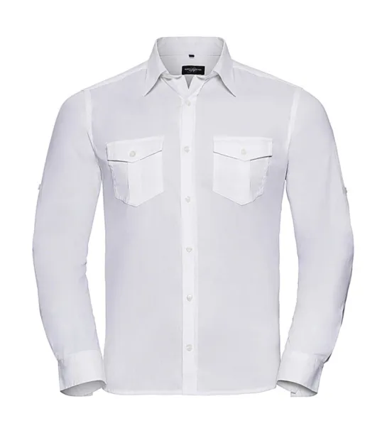  Men's Roll Sleeve Shirt LS - Russell Collection Bijela