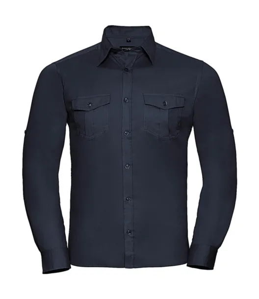  Men's Roll Sleeve Shirt LS - Russell Collection French Navy