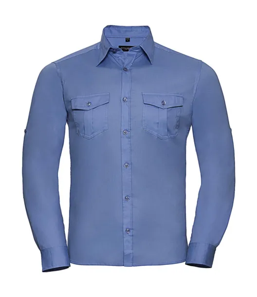  Men's Roll Sleeve Shirt LS - Russell Collection Plava