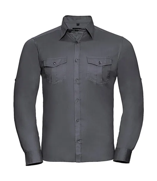  Men's Roll Sleeve Shirt LS - Russell Collection Zinc