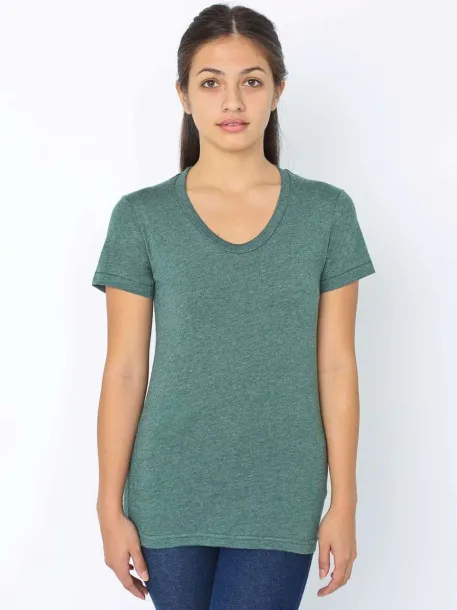  WOMEN'S POLY-COTTON SHORT SLEEVE T-SHIRT - American Apparel Heather Forest