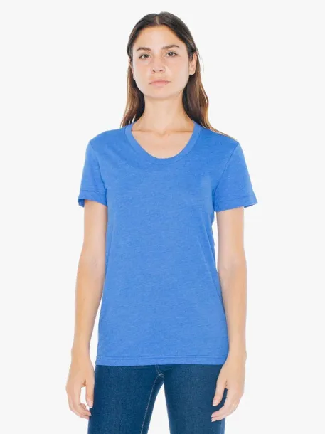  WOMEN'S POLY-COTTON SHORT SLEEVE T-SHIRT - American Apparel Heather Lake Blue