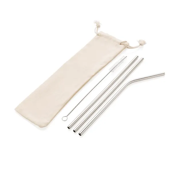  Reusable stainless steel 3 pcs straw set - XD Collection Silver 