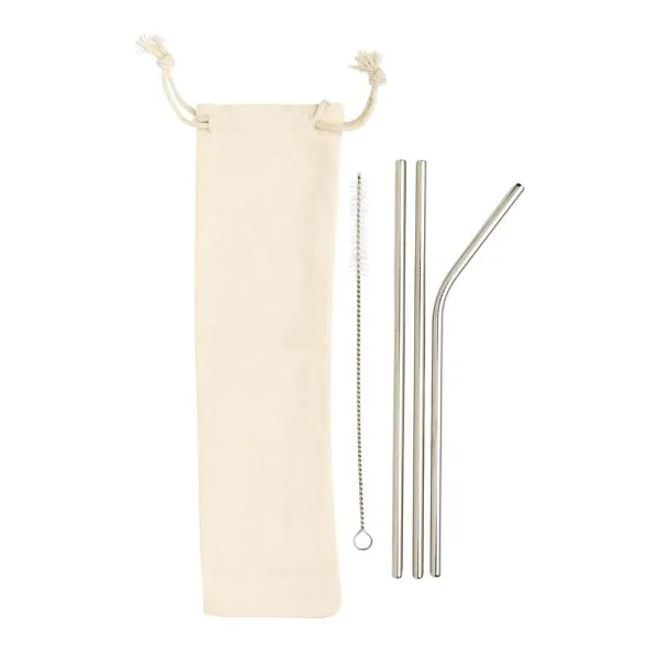  Reusable stainless steel 3 pcs straw set - XD Collection Silver 