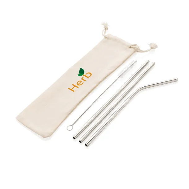  Reusable stainless steel 3 pcs straw set - XD Collection Silver 