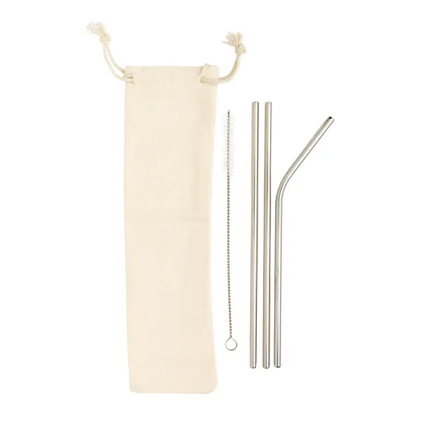  Reusable stainless steel 3 pcs straw set - XD Collection Silver 